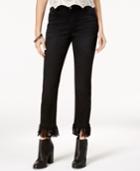 Black Daisy Juniors' Frayed-hem Straight-leg Jeans