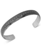 Men's Woven Pattern Cuff Bracelet In Stainless Steel