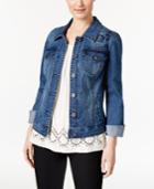 Style & Co. Floral-embroidered Denim Jacket, Only At Macy's