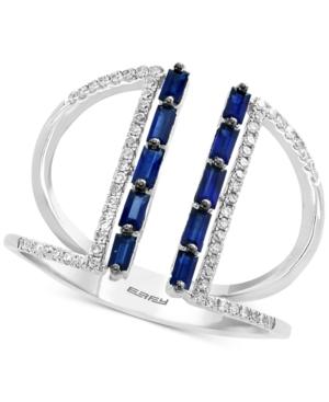 Effy Sapphire (1/2 Ct. T.w.) & Diamond (1/6 Ct. T.w.) Cuff Ring In 14k White Gold