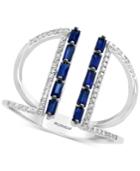 Effy Sapphire (1/2 Ct. T.w.) & Diamond (1/6 Ct. T.w.) Cuff Ring In 14k White Gold