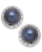 Peacock Pearl (8mm) And Diamond Accent Stud Earrings In 14k Gold