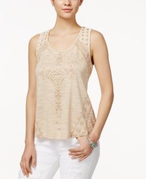 Miss Me Embroidered Fringe-back Top