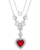 Giani Bernini Cubic Zirconia & Red Heart 18 Pendant Necklace In Sterling Silver, Created For Macy's