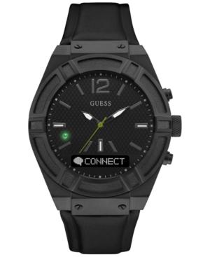 Guess Men's Connect Black Leather Strap Smart Watch 45mm C0001g5