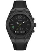 Guess Men's Connect Black Leather Strap Smart Watch 45mm C0001g5