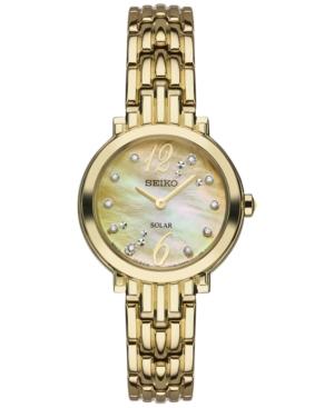 Seiko Women's Solar Tressia Diamond Accent Gold-tone Stainless Steel Bracelet Watch 23mm Sup356