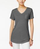 Style & Co. V-neck Burnout Pocket Tee, Only At Macy's