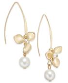 Catherine Stein For Inc International Concepts Gold-tone Imitation Pearl Flower Drop Earrings, Only At Macy's