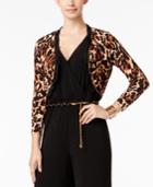 Thalia Sodi Animal-print Chiffon-trim Bolero Cardigan, Only At Macy's