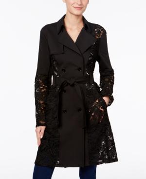 Inc International Concepts Illusion-lace Trench Coat, Only At Macy's