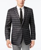 Vince Camuto Men's Slim-fit Stretch Gray Multi-plaid Sport Coat