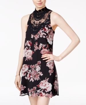 City Triangles Juniors' Printed Lace Shift Dress