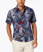 Tasso Elba Men's Linen Paradise Floral-print Chambray Short-sleeve Shirt, Classic Fit