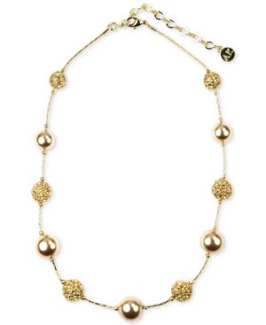 Anne Klein Gold-tone Crystal Fireball Collar Necklace