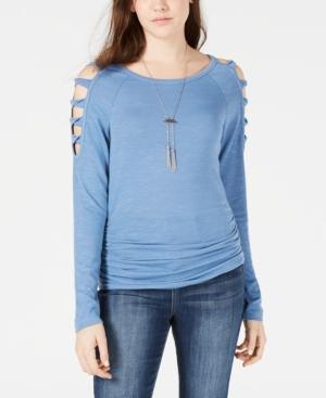 Bcx Juniors' Ruched Cold-shoulder Top