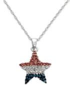 Diamond Flag Star Pendant Necklace In Sterling Silver (1/4 Ct. T.w.)