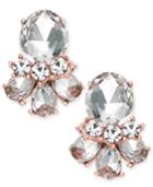 Charter Club Rose Gold-tone Crystal Cluster Stud Earrings, Created For Macy's