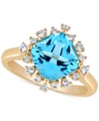 Blue Topaz (3 Ct. T.w.) & White Topaz (1/4 Ct. T.w.) Ring In 14k Gold