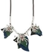 Anne Klein Two-tone Crystal & Colored Leaf Collar Necklace