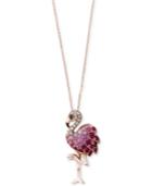 Safari By Effy Multi-gemstone (5/8 Ct. T.w.) & Diamond Accent Flamingo Pendant Necklace In 14k Rose Gold