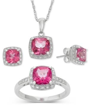 Pink Topaz (6-1/5 Ct. T.w.) And Diamond Accent Jewelry Set In Sterling Silver
