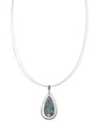 Anne Klein Silver-tone Multi-chain Stone Teardrop Pendant Necklace
