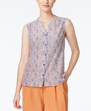 Nine West Sleeveless Anchor-print Blouse