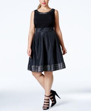 Sl Fashions Plus Size Metaillic-trim Fit-and-flare Dress
