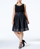 Sl Fashions Plus Size Metaillic-trim Fit-and-flare Dress