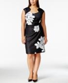 Calvin Klein Plus Size Cap-sleeve Floral-print Dress