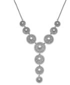 Lucky Brand Silver-tone Imitation Pearl Openwork Lariat Necklace