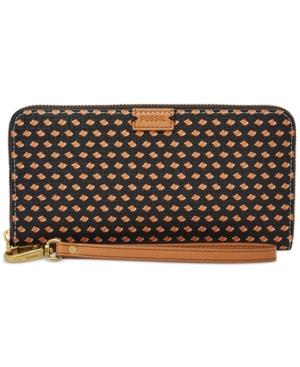 Fossil Emma Printed Large Zip Clutch Wallet