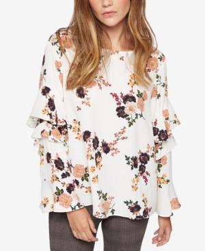 Sanctuary Bianca Printed Ruffle-sleeve Top