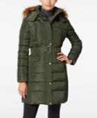 Tommy Hilfiger Faux-fur-trim Hooded Belted Puffer Coat
