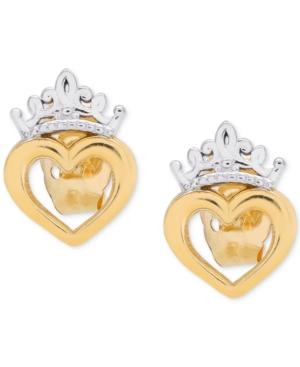 Disney Children's Tiara Heart Stud Earrings In 14k Gold