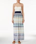 Trixxi Juniors' Lace Printed Bow-back Maxi Dress