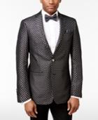 Tallia Men's Slim-fit Black/metallic Silver Diamond Dinner Jacket
