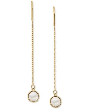 Mother-of-pearl Threader Earrings In 14k Gold