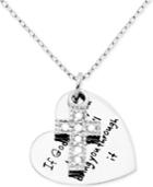 Diamond Inspirational Message Heart Charm 18 Pendant Necklace (1/10 Ct. T.w.) In Sterling Silver