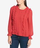 Tommy Hilfiger Dot-print Ruffled Top, Created For Macy's