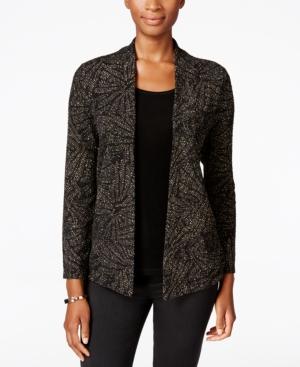 Jm Collection Petite Layered-look Metallic Jacquard Top, Only At Macy's