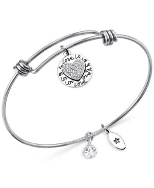 Unwritten Grandma Heart Bangle Bracelet In Stainless Steel With Silver-plated Charms