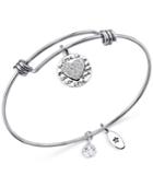 Unwritten Grandma Heart Bangle Bracelet In Stainless Steel With Silver-plated Charms