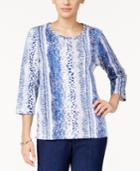Alfred Dunner Petite Sierra Madre Printed Embelllished Top