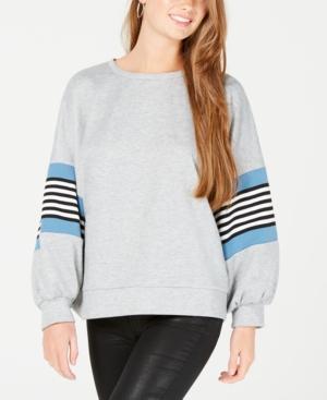 Say What? Juniors' Striped Balloon-sleeve Sweatshirt