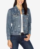 Lucky Brand Ripped Printed Denim Jacket