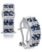 Sapphire (1-5/8 Ct. T.w.) And Diamond (1/4 Ct. T.w.) Curved Drop Earrings In 14k White Gold