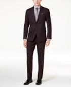 Kenneth Cole Reaction Men's Slim-fit Black Plaid Sheen Techni-cole Suit