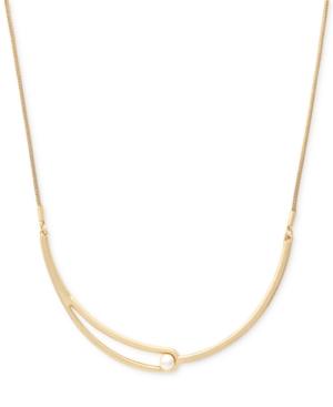 Bcbgeneration Gold-tone Imitation Pearl Loop Statement Necklace